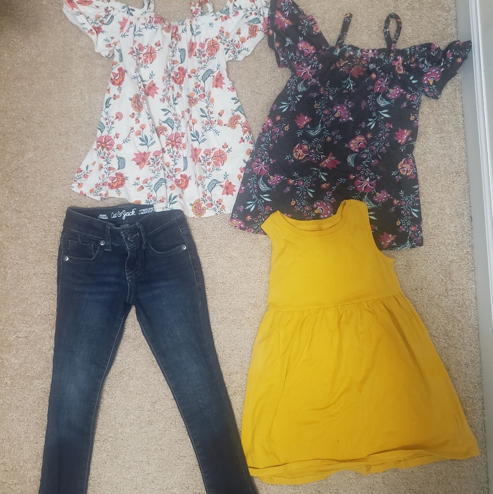 Girl spring lot skinny jean cold shoulder